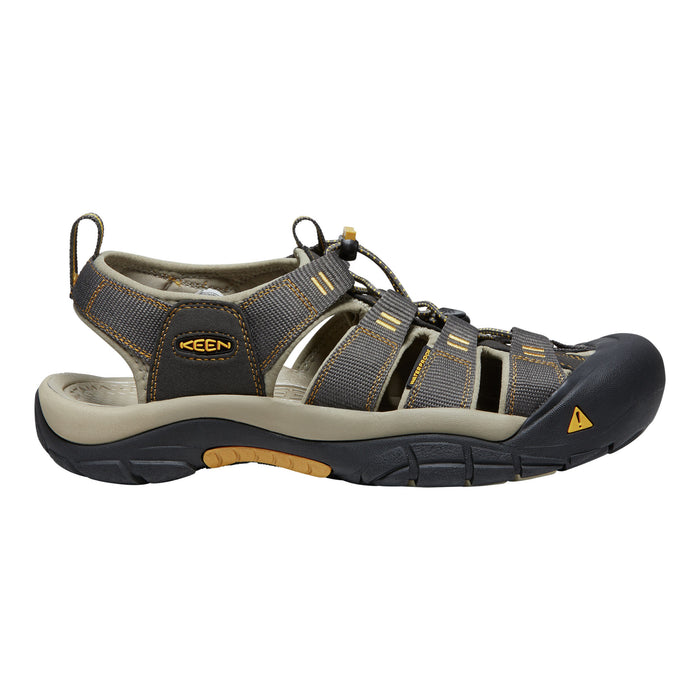 Gray sandal with KEEN logo on a white background