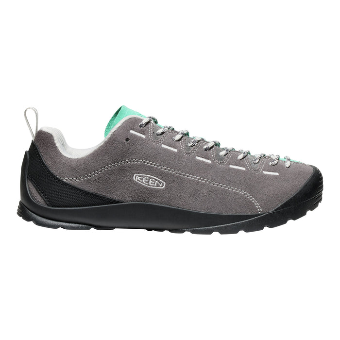 Gray and black shoe with a visible brand logo on a white background