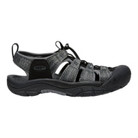 Black and gray sandal on a white background