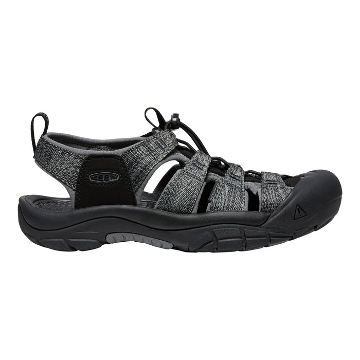 Black and gray sandal on a white background