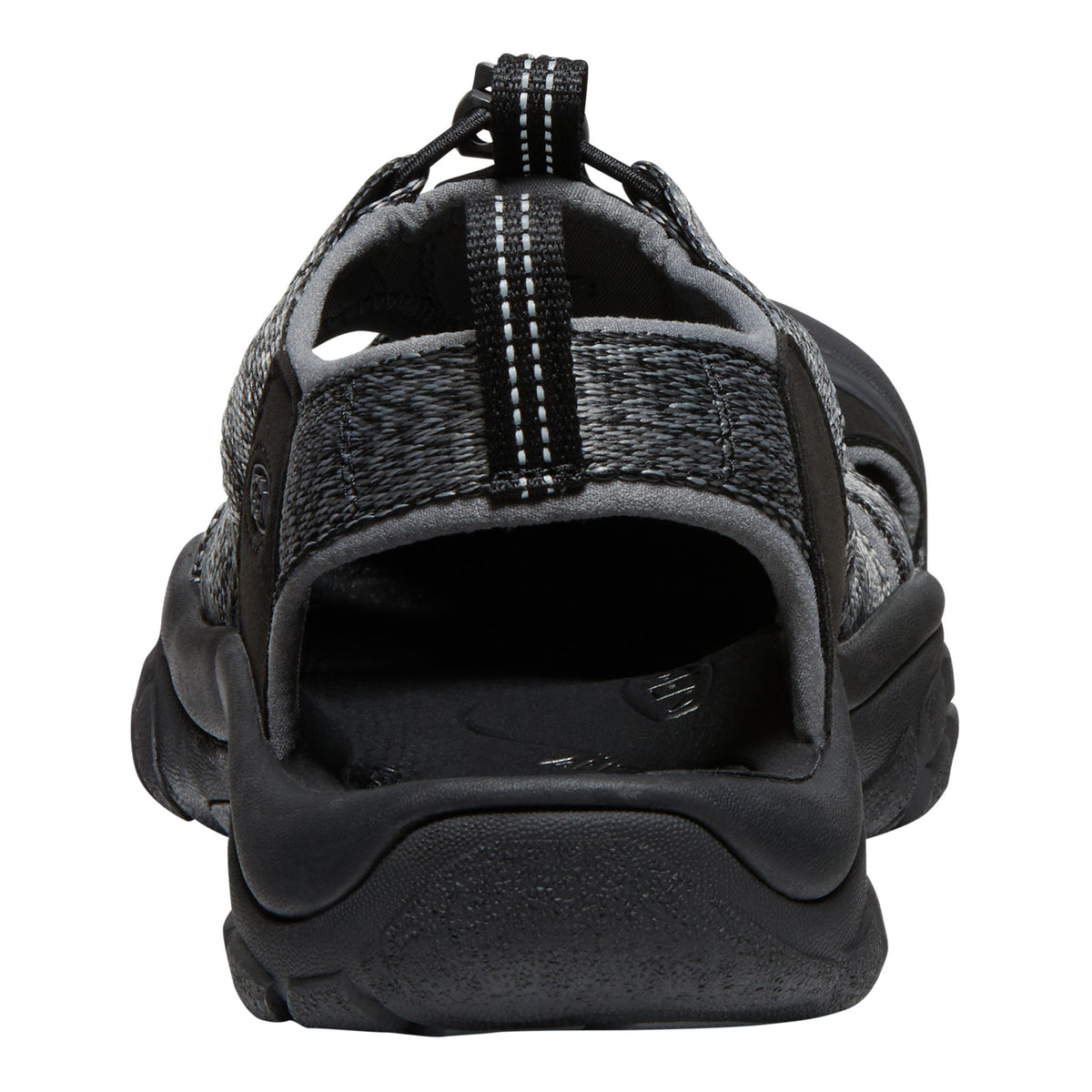 Black and gray sandal on a white background