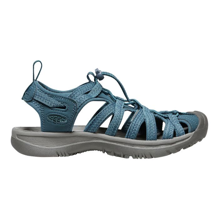 Blue sandal with gray sole on a white background
