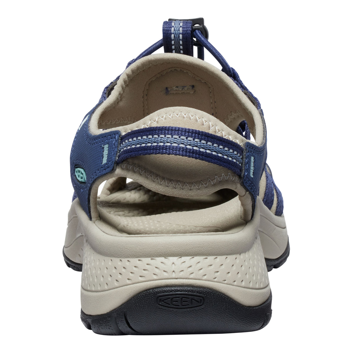 Blue and beige sandal on a white background