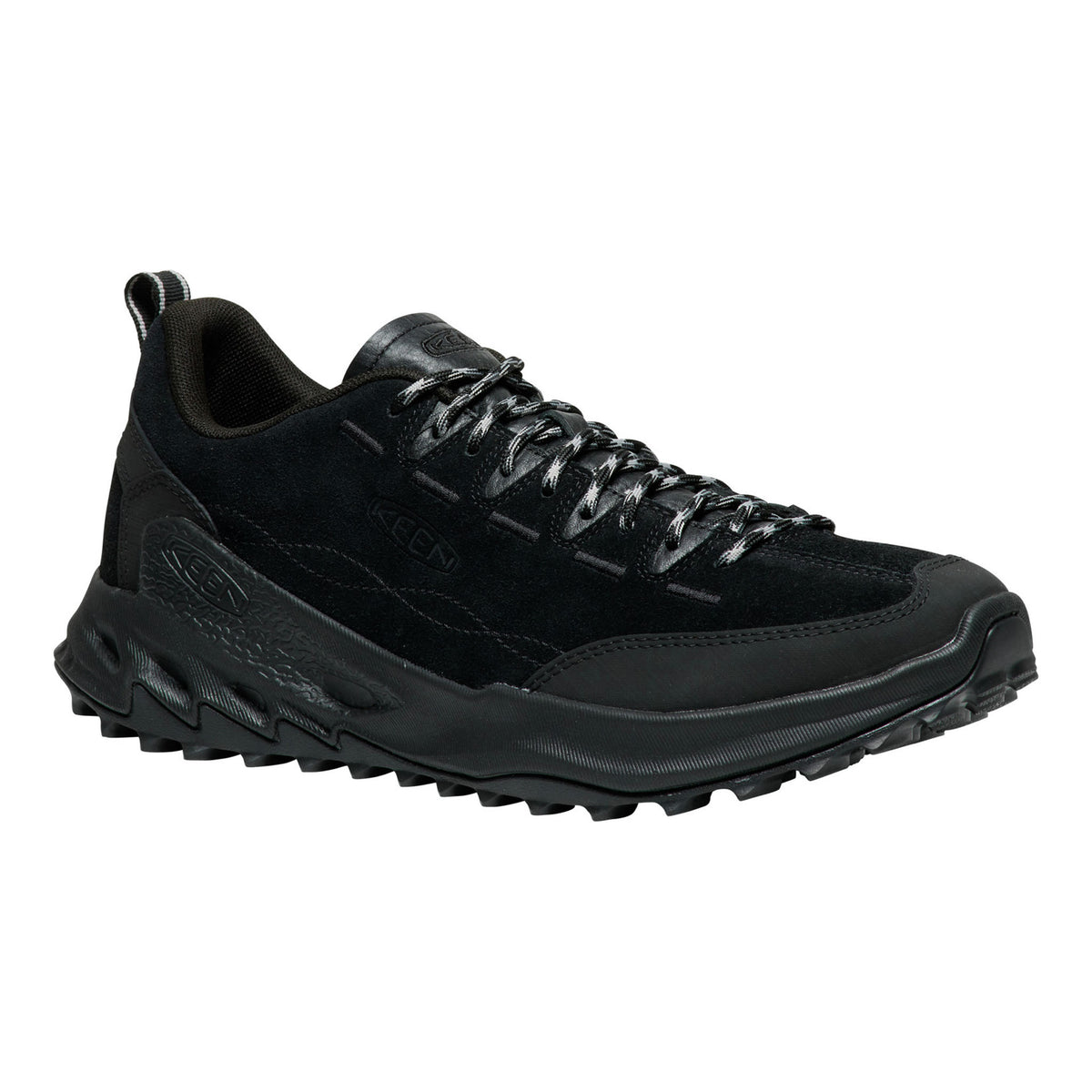 Black hiking shoe on a white background