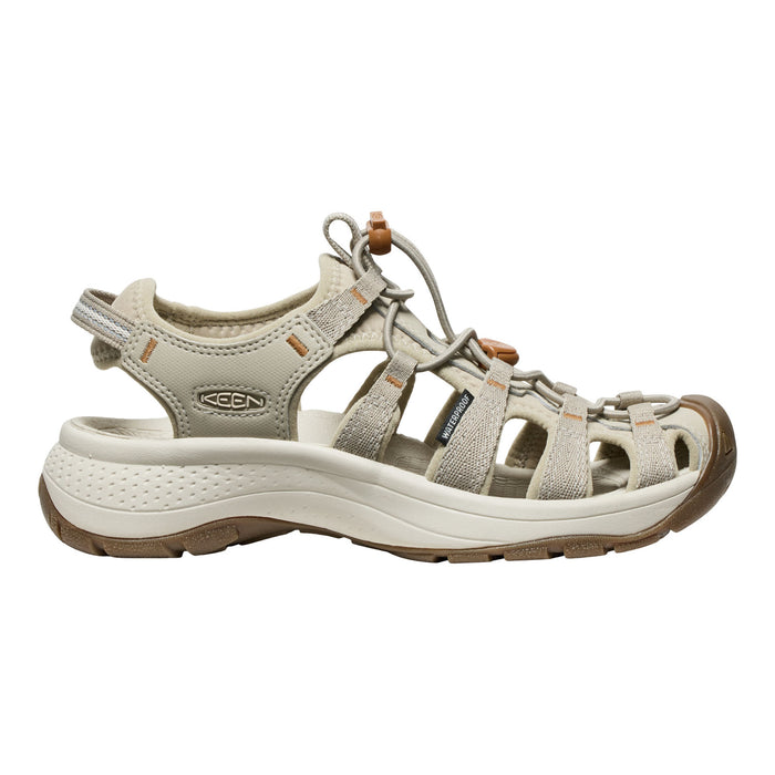 Beige sandal with KEEN logo on a white background