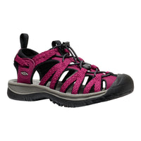Pink and black sandal on a white background