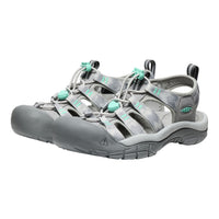 Gray and teal sandal on a white background