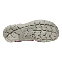 Sole of a shoe with a visible brand logo on a white background