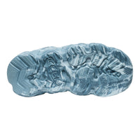 Blue shoe sole with tread pattern on a white background