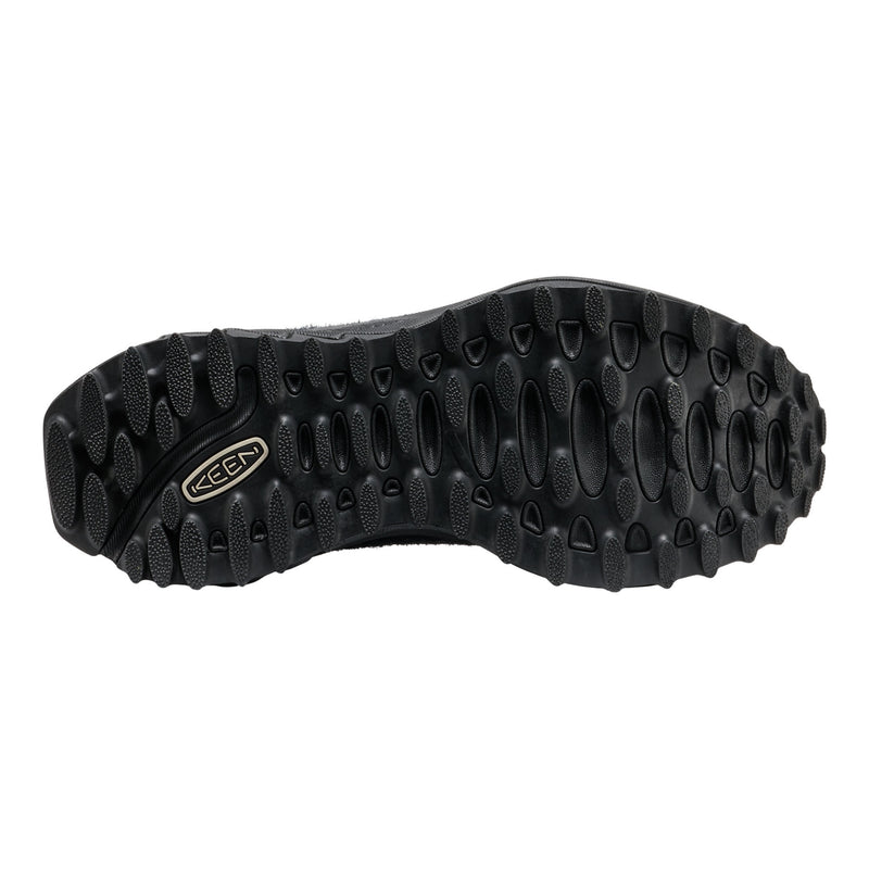 Black shoe sole with brand logo on a white background