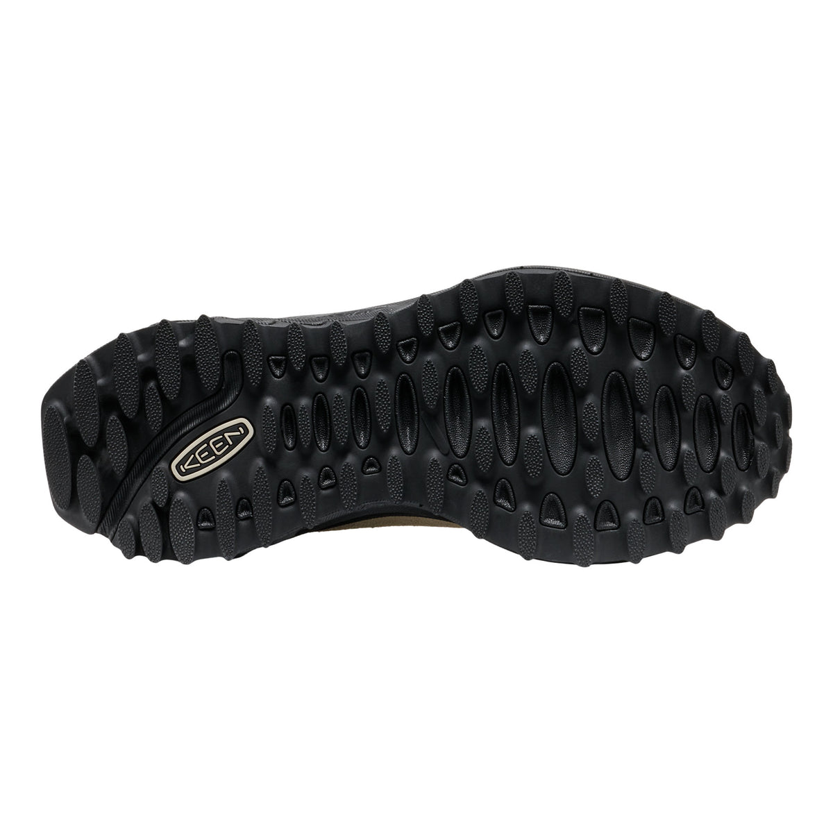 Black sole of a shoe with brand logo on a white background
