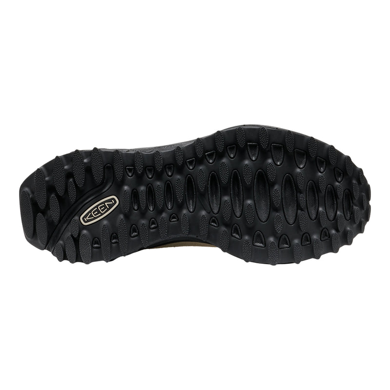 Black sole of a shoe with brand logo on a white background