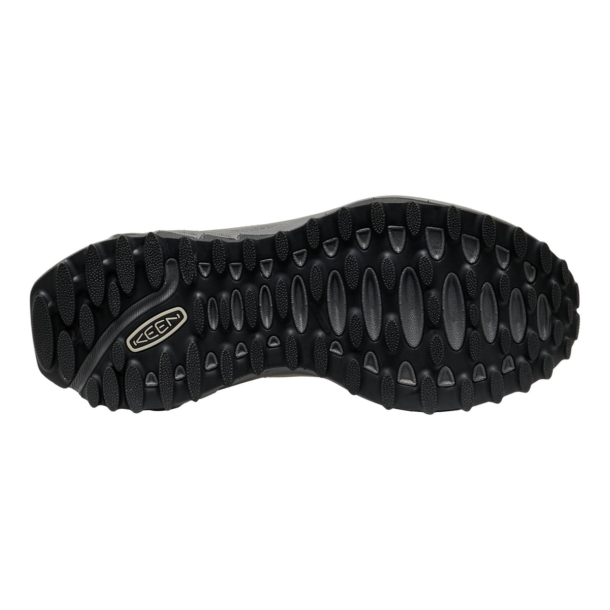 Black sole of a shoe with brand logo on a white background