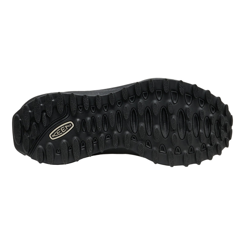 Black sole of a shoe with a brand logo on a white background