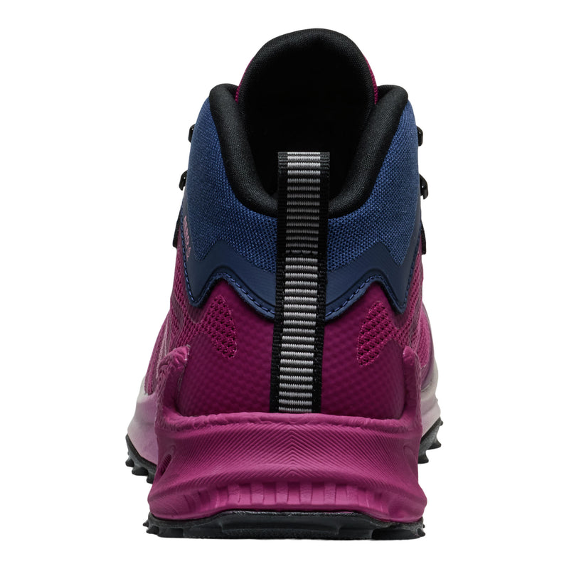 Purple and blue sneaker with a visible brand logo on a white background