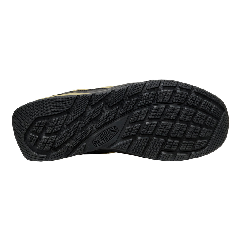 Black shoe sole with a brand logo on a white background