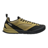Khaki and black sneaker with Keen logo on a white background
