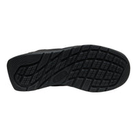 Black shoe sole with tread pattern on a white background