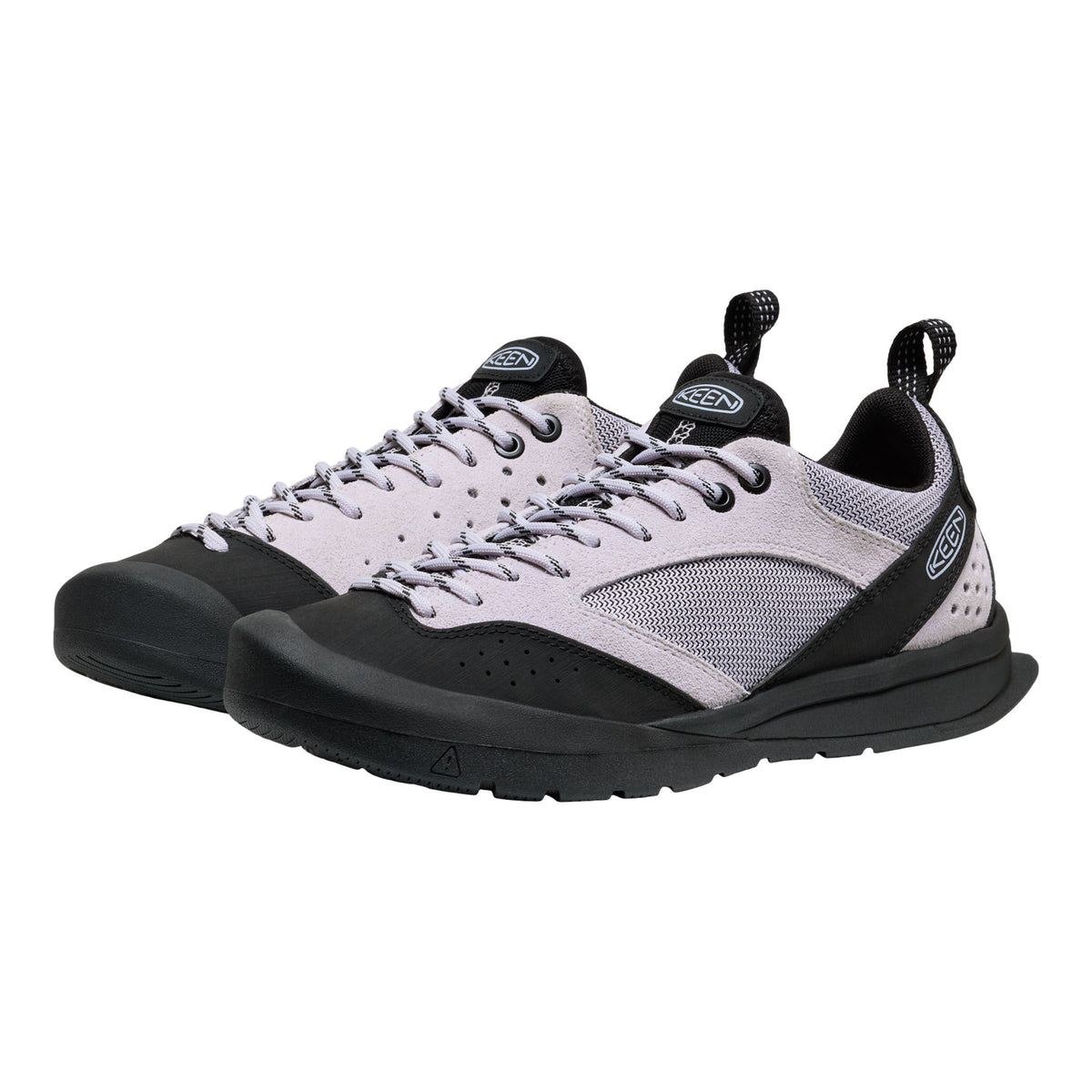 Pair of black and gray shoes on a white background