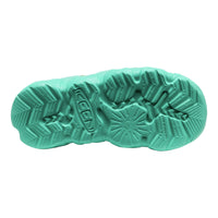 Turquoise shoe sole with brand logo on a white background