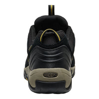 Black and brown hiking shoe with 'Keen' logo on a white background