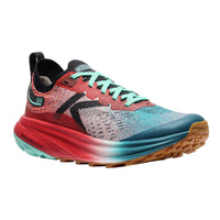 Multicolored running shoe with a white background