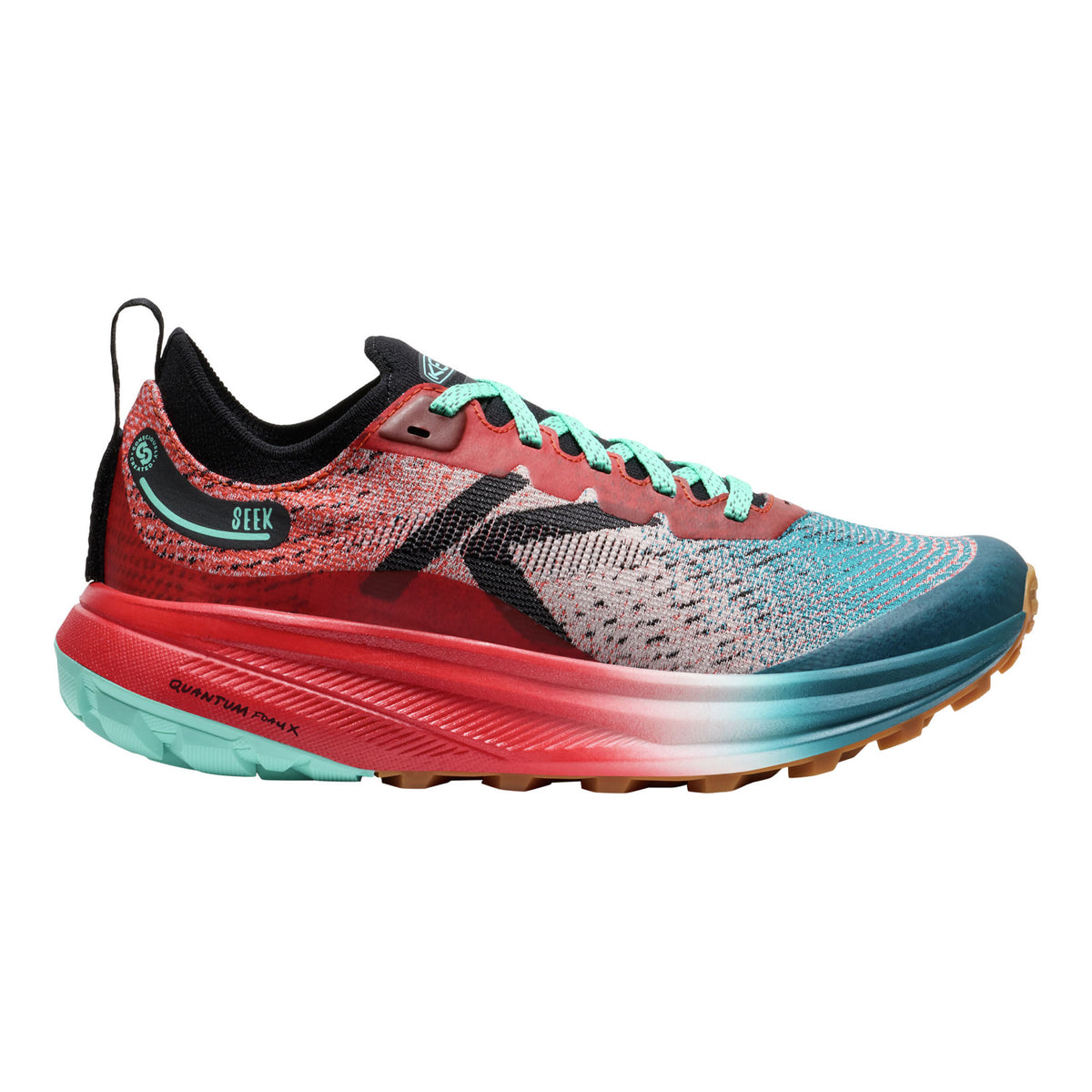 Multicolored running shoe on a white background
