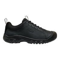Black hiking shoe with KEEN logo on a white background