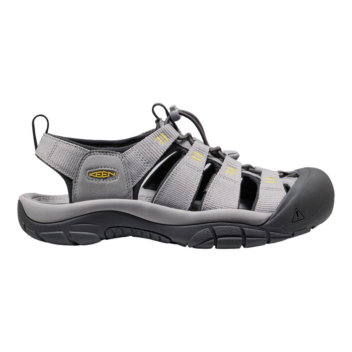 Gray sandal with black sole on a white background