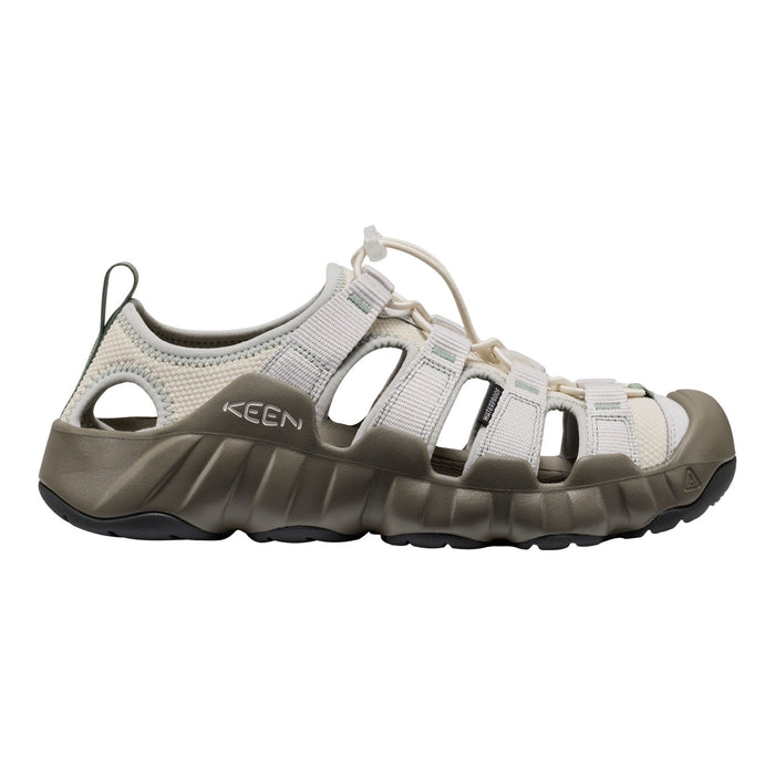 Beige and gray sandal with 'Keen' branding on a white background