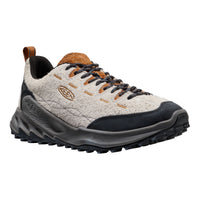 Hiking shoe with a textured sole on a white background