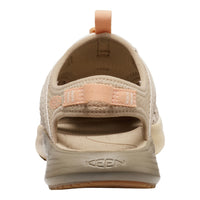 Beige sandal with a visible brand logo on a white background