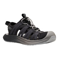 Black and gray sandal with KEEN logo on a white background
