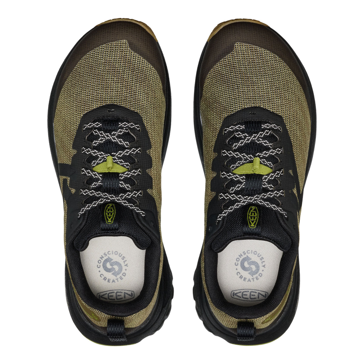 Pair of Keen hiking shoes on a white background