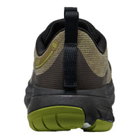 Back view of a black and green athletic shoe with a visible brand logo.