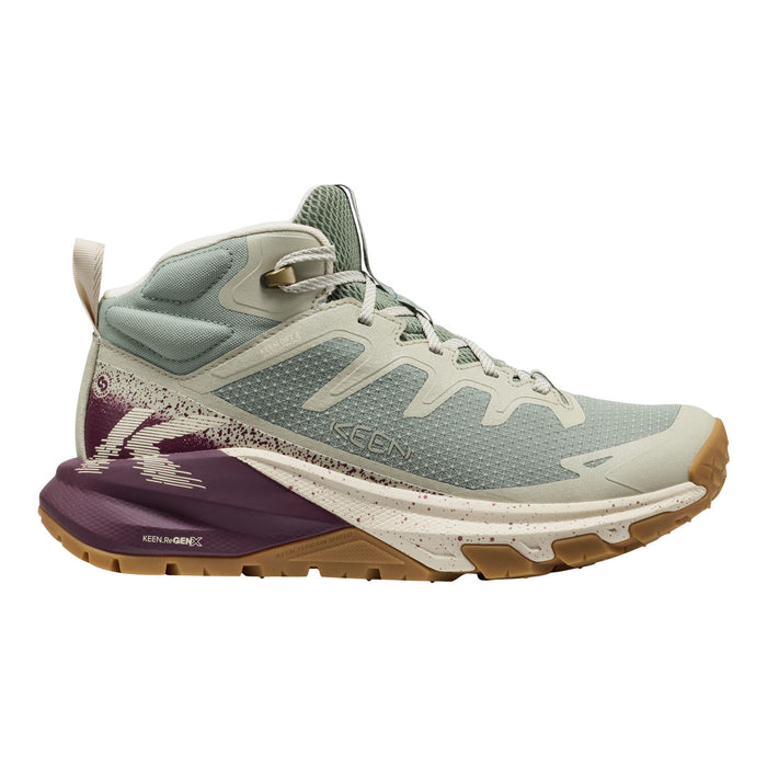 Running shoe with purple sole on a white background