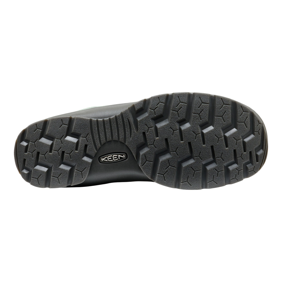 Black shoe sole with Keen logo on a white background