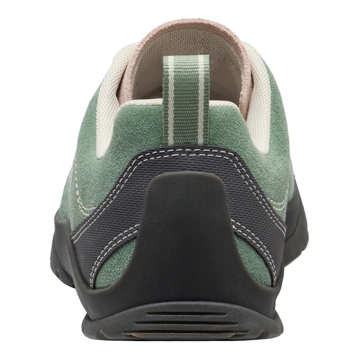 Green and black shoe on a white background