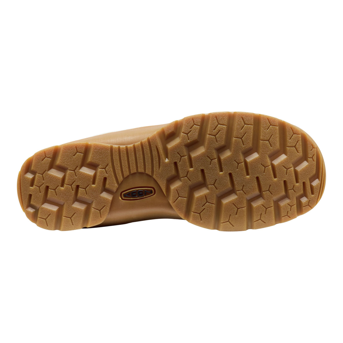 Brown shoe sole with tread pattern on a white background