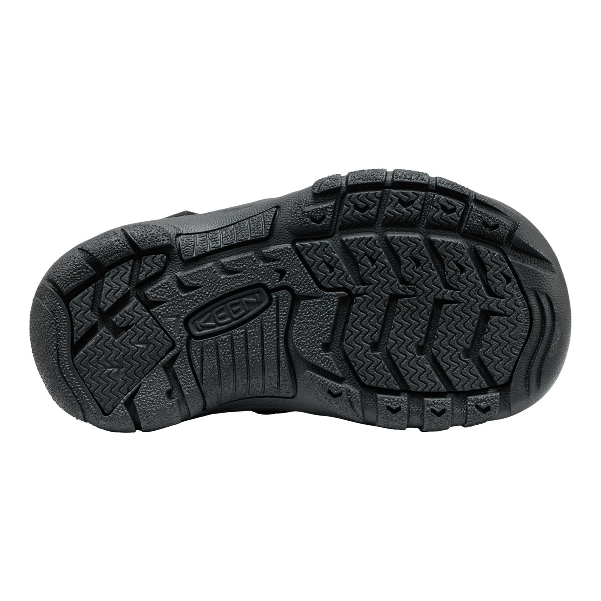 Black sole of a shoe with brand logo on a white background