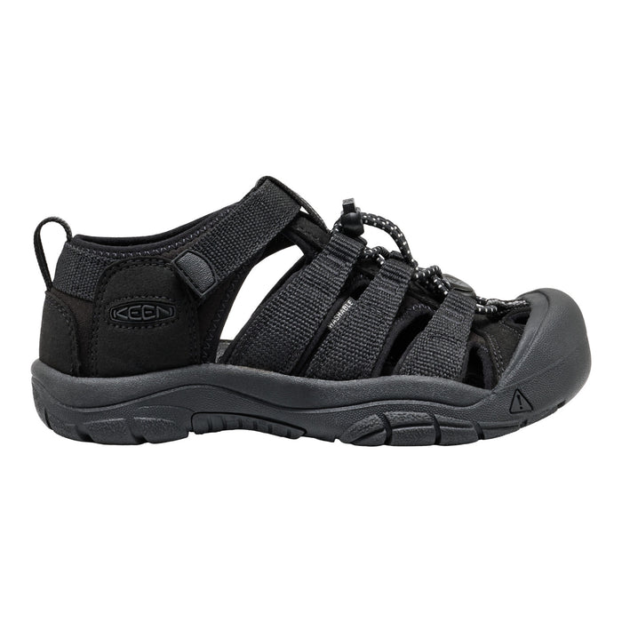 Black sandal with KEEN logo on a white background
