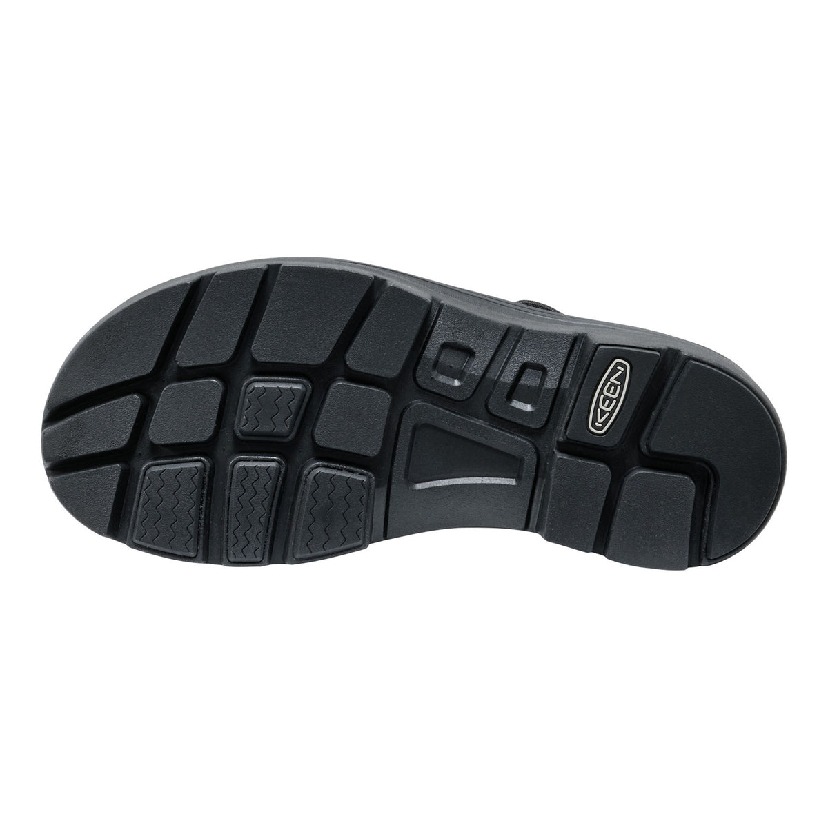 Black shoe sole with Keen logo on a white background