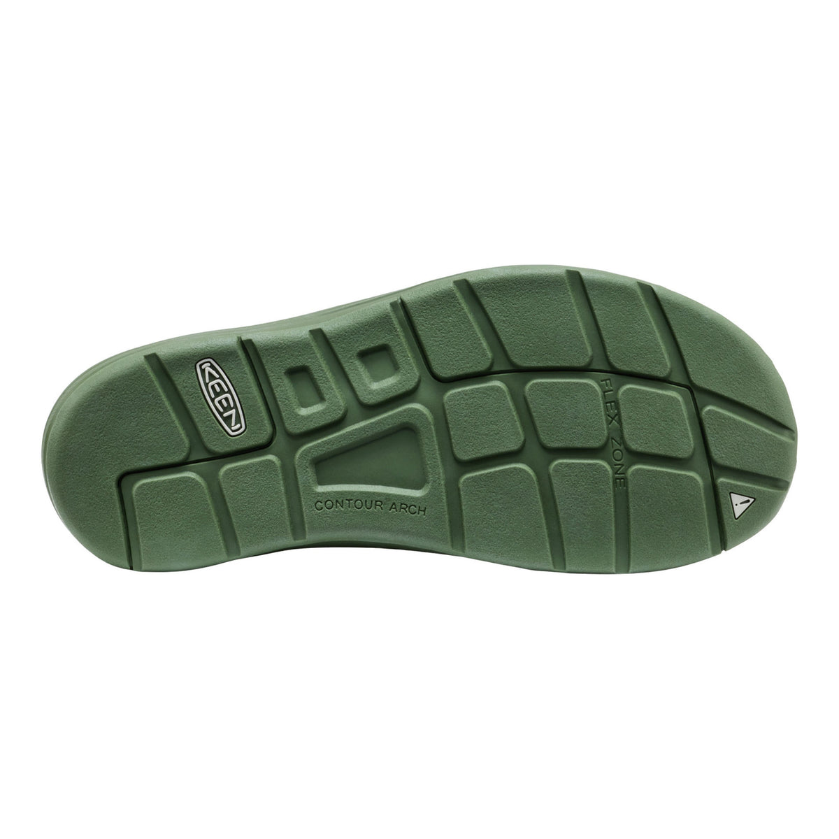 Black sole of a shoe with a geometric tread pattern on a white background