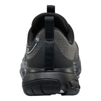 Black and gray athletic shoe on a white background