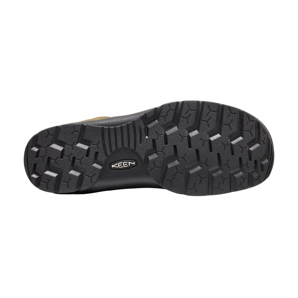 Black sole of a shoe with 'Keen' branding on a white background