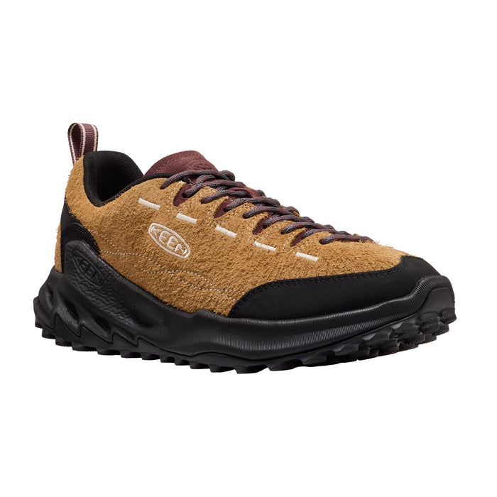 Brown and black sneaker with brand logo on a white background