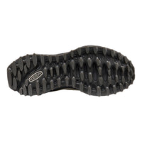 Black shoe sole with tread pattern on a white background