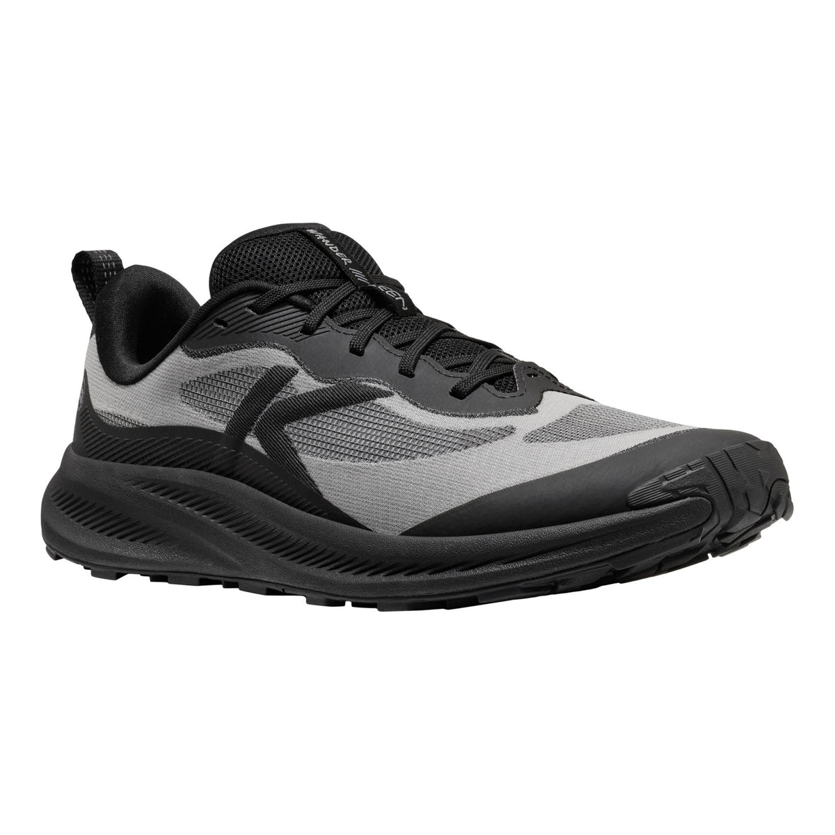 A gray and black athletic sneaker shown from a side profile view against a plain white background.