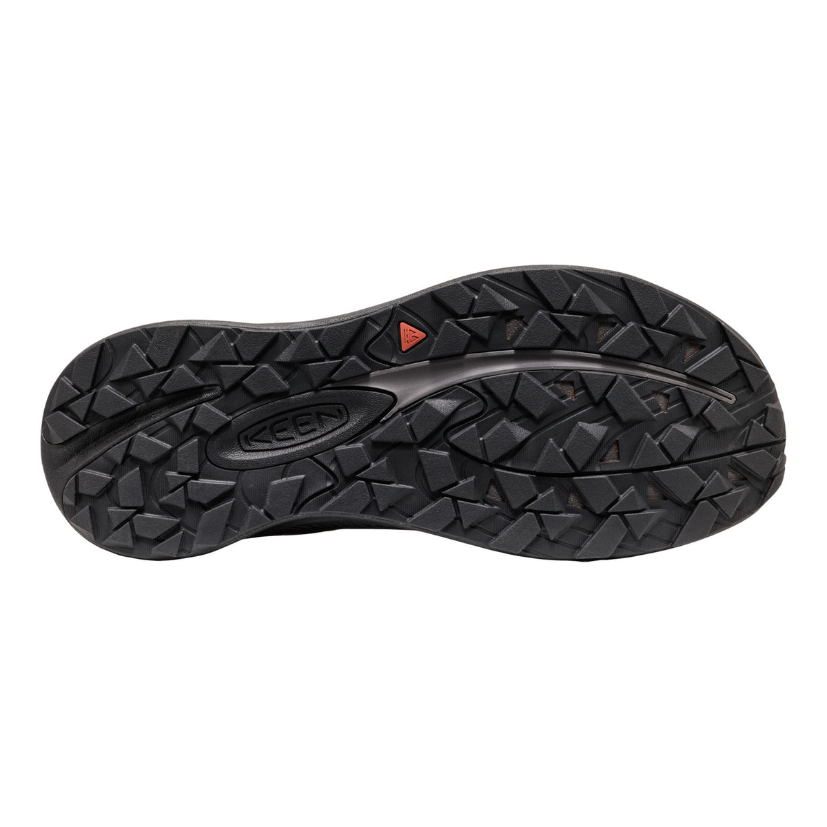 Black athletic shoe sole on a white background