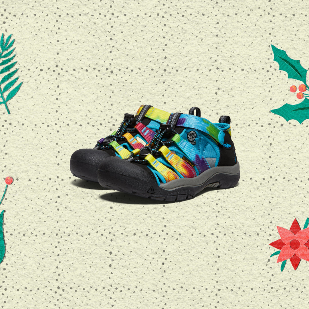 Colorful sandal on a patterned background